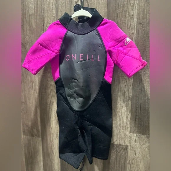 O'Neill Kids Pink and Black Short Sleeve Wetsuit 4t kids girls toddler VGUC - Picture 3 of 6
